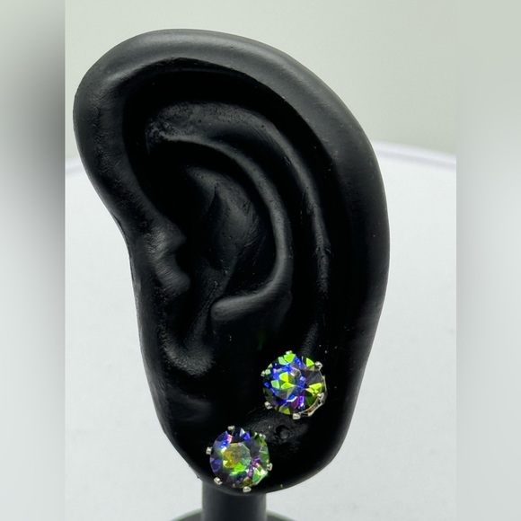 Vitrail Medium 8mm Crystal Stud Earrings Made with Swarovski Crystals - Picture 4 of 8